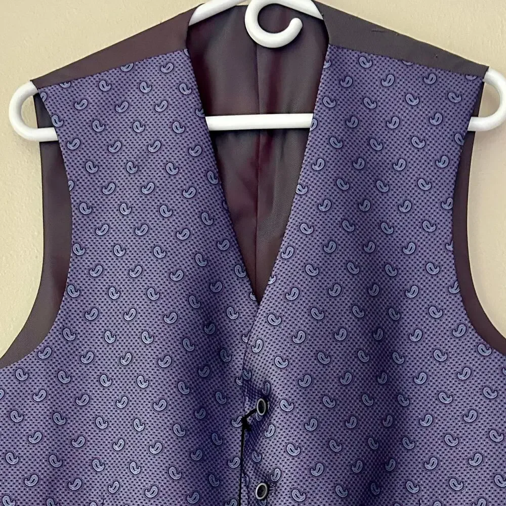New Van Heusen Studio Purple Paisley Dress Vest Formal Suit Waistcoat formal M